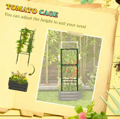 Raised Garden Bed,Garden Bed,Galvanized Planter Box with Cage for Climbing Vines