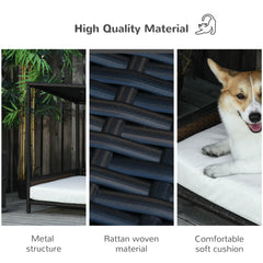 Dog House Raised Rattan Puppy Bed , Brown