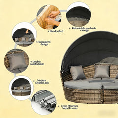 Stylish Outdoor Furniture Conversation Sets,Convertible Patio Furniture Set,4-Piece Round Convertible Daybed