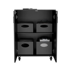 Storage Cabinet Lions, Double Door and Casters, Black Wengue Finish