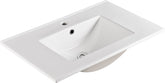 30 Inch Ceramic Vanity Top, 29.9"D x 18.3"W x 6.7"H, Glossy White(Only Basin)