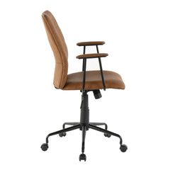 Fredrick Contemporary Office Chair in Brown Faux Leather by Lumisource