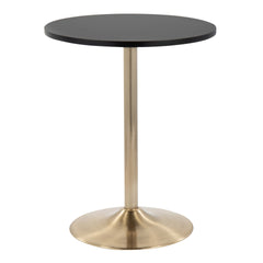 Pebble Contemporary/Glam Adjustable Dining or Bar Table in Gold Metal and Black Wood by LumiSource