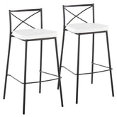 Modern Charlotte 30" Contemporary Fixed-Height Barstool in Black Metal and White Faux Leather by LumiSource - Set of 2