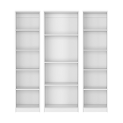 Torrey 3 Piece Living Room Set with 3 Bookcases, White