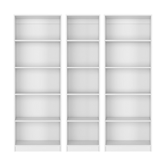 Olson 3 Piece Living Room Set with 3 Bookcases, White
