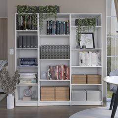 Tuin 3 Piece Living Room Set with 3 Bookcases, White