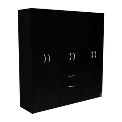 Six Doors Armoire Maya, Bedroom, Black / White