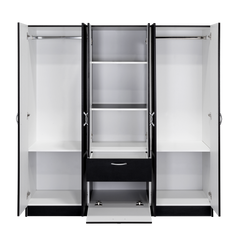 Six Doors Armoire Maya, Bedroom, Black / White