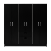 Six Doors Armoire Maya, Bedroom, Black / White