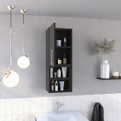 Medicine Cabinet Jozz, Two External Shelves, Metal Handle, Single Door, Black Wengue Finish