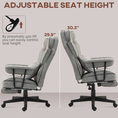 HOMCOM Massage Executive Office Chair with 6 Vibration Points, 400LBS Heated Big and Tall Office Chair with Foot Rest and Lumbar Support, Microfiber Reclining Computer Desk Chair, Gray