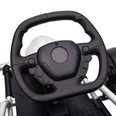 Aosom 24V 8.1 MPH Electric Go Kart, Drifting Car Battery Powered Ride on Toy Outdoor with Slow Start, Music, Horn Honking and Safety Belt, for 8-12 Years Old, White