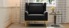 Modern Armchair Velvet Accent Chair Reading Chair Single Sofa Chair for Living Room, Bedroom, or Reading Corner, Black
