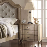Antique Taupe 3-Drawer Nightstand