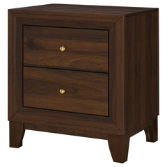 Anza Walnut 2-drawer Nightstand Bedside Table