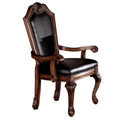 Black and Cherry Solid Back Arm Chairs with Nailhead Trim (Set of 2)