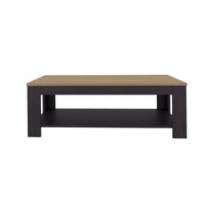 Wenge and Natural Oak Rectangular Coffee Table with Lower Shelf