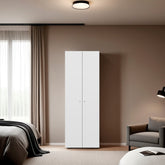 White 2-Door Tall Wardrobe Cabinet with 4 Shelves and Vertical Storage