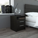2-Drawer 1-Shelf Rectangle Nightstand Wenge