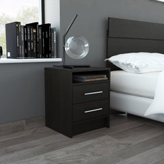 2-Drawer 1-Shelf Rectangle Nightstand Wenge