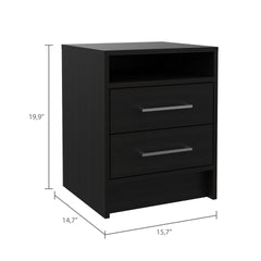 2-Drawer 1-Shelf Rectangle Nightstand Wenge