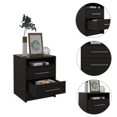 2-Drawer 1-Shelf Rectangle Nightstand Wenge