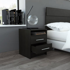 2-Drawer 1-Shelf Rectangle Nightstand Wenge