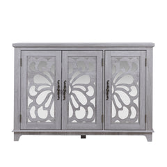 49.33" x 15.55" spacious size countertop Sideboard with 3 mirrored doors adjustable shelves buffet cabinet, storage cabinet for living room, bedroom, dinning room, kitchen, hallway closet