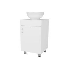 White Bathroom Vanity with Integrated Sink