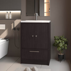 Wengue 2- Door Freestanding Bathroom Vanity with Sink and Bottom Drawer