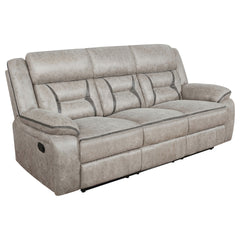 Brazelton Greer Taupe Upholstered Tufted Sofa with Pillow Top Arms