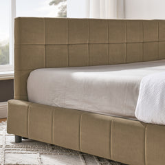 Full Size Upholstered Tufted Bed Frame, Sofa Bed Frame with Comfortable Backrest and Armrests, Full Size Bed for Bedroom, Living Room,Velvet, BROWN(80.5''*59''*30.5'')