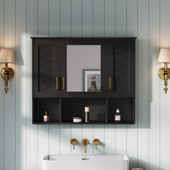 35 inch 2-in-1 Wall Mounted Medicine Cabinet with Adjustable Shelves & Soft Close Doors, High-Define Mirror with Storage for Bathroom Vanity