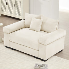 54.3" Oversized Cloud Modular Sectional Couch,Extra-Thick Armrests Good Resilience Cushions Ergonomic Design Premium Soft Corduroy Fabric,Easy Assembly For Living Rooms Study,Cream
