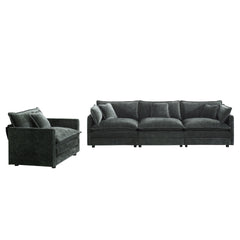 2-Piece Upholstered Sofa, Living Room Sectional Sofa Set Modern Sofa Couches Set , Deep Seat Sofa for Living Room Apartment, 1+3 Seat Gray Chenille