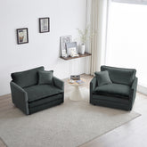 Accent Chair Set of 2, High-end Chenille Upholstered Armchairs, Living Room Side Chairs with Toss Pillow, Gray Chenille