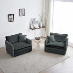 Accent Chair Set of 2, High-end Chenille Upholstered Armchairs, Living Room Side Chairs with Toss Pillow, Gray Chenille