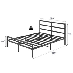 Metal Platform Bed frame with Headboard, Sturdy Metal Frame, No Box Spring Needed(Queen)