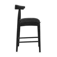 COUNTER STOOL IN BLACK FABRIC (SET OF 2)