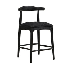 COUNTER STOOL IN BLACK FABRIC (SET OF 2)