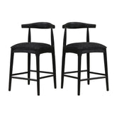 COUNTER STOOL IN BLACK FABRIC (SET OF 2)