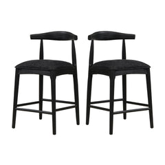 COUNTER STOOL IN BLACK FABRIC (SET OF 2)