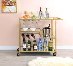 Adamsen Mirrored & Champagne Finish Serving Cart
