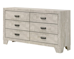 1pc Transitional 6-Drawer Dresser Metal Hardware Whitewashed Wood Finish Wooden Bedroom Furniture