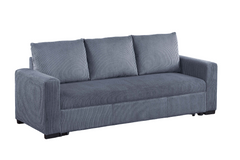 Convertible Sleeper Sofa Pull Out Bed Plastic Legs Cushion Back Square Arms Convenient Handles Dark Gray Finish Primary Living Room