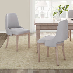 Wooden Dining Chairs Set of 2, Linen Upholstered Accent Kitchen Chair Dining Room Chairs, Farmhouse Style Dining Chair for Living Room/Dining Room, Beige
