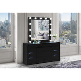 ELISA BLACK VANITY SET WITH STOOL