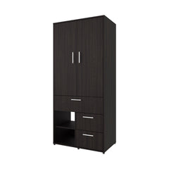 Wenge Free Multi-Storage Wardrobe with Rod and Shelf