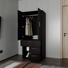 Wenge Free Multi-Storage Wardrobe with Rod and Shelf